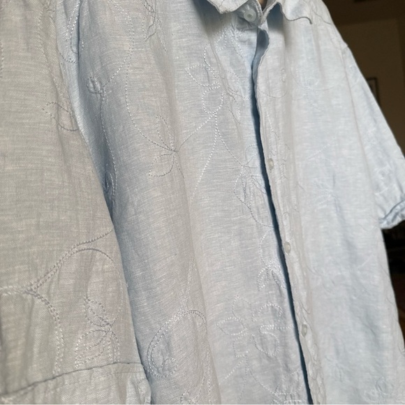 Cubavera Men’s S/S 100% Linen Light Blue Shirt W/Floral Embroidery Size XL - Picture 7 of 13